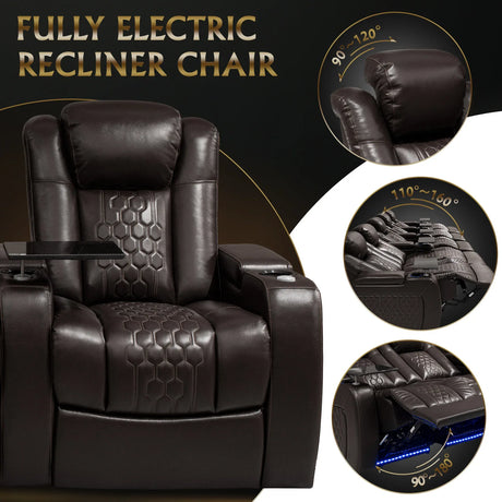 Ultra-Plush Genuine Leather Power Recliner With RGB Lighting - Omega Lifestyles