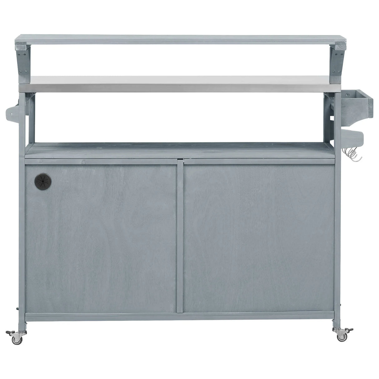 Outdoor Rolling Grill Cart With Raised Shelf Storage - Omega Lifestyles