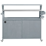 Outdoor Rolling Grill Cart With Raised Shelf Storage - Omega Lifestyles