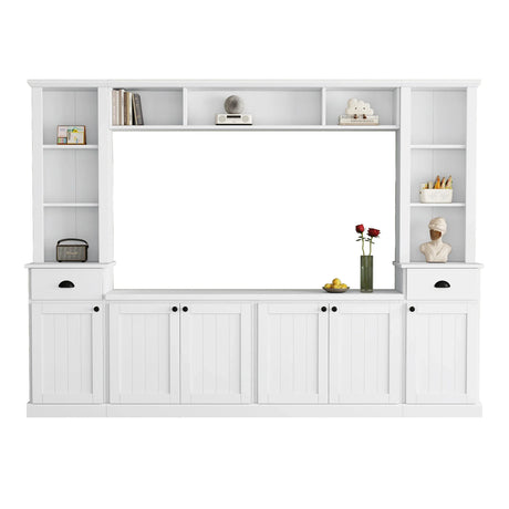 Minimalist White Particle Board Adjustable Height TV Stand - Omega Lifestyles