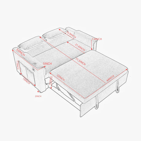 Velvet Pull Out Sofa Bed With Adjustable Backrest - Omega Lifestyles