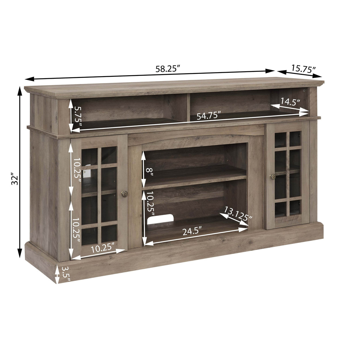 American Traditional Gray Wash Fireplace TV Stand Console - Sleep Galleria