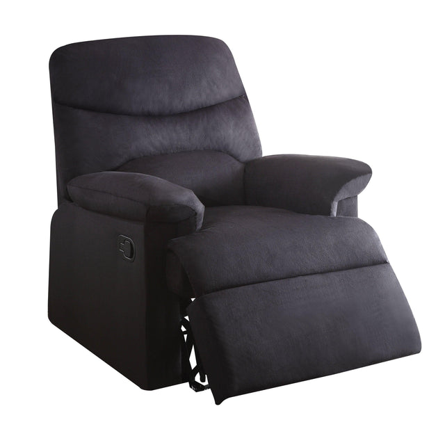 Black Fabric Motion Recliner With Plush Pillow-Top Arms - Omega Lifestyles