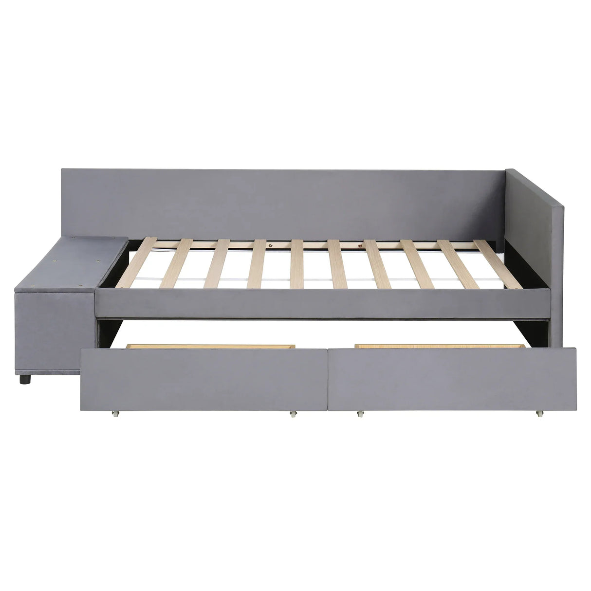 Twin Velvet Upholstered Platform Bed With Storage Drawers - Omega Lifestyles