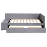 Twin Velvet Upholstered Platform Bed With Storage Drawers - Omega Lifestyles