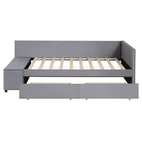 Twin Velvet Upholstered Platform Bed With Storage Drawers - Omega Lifestyles