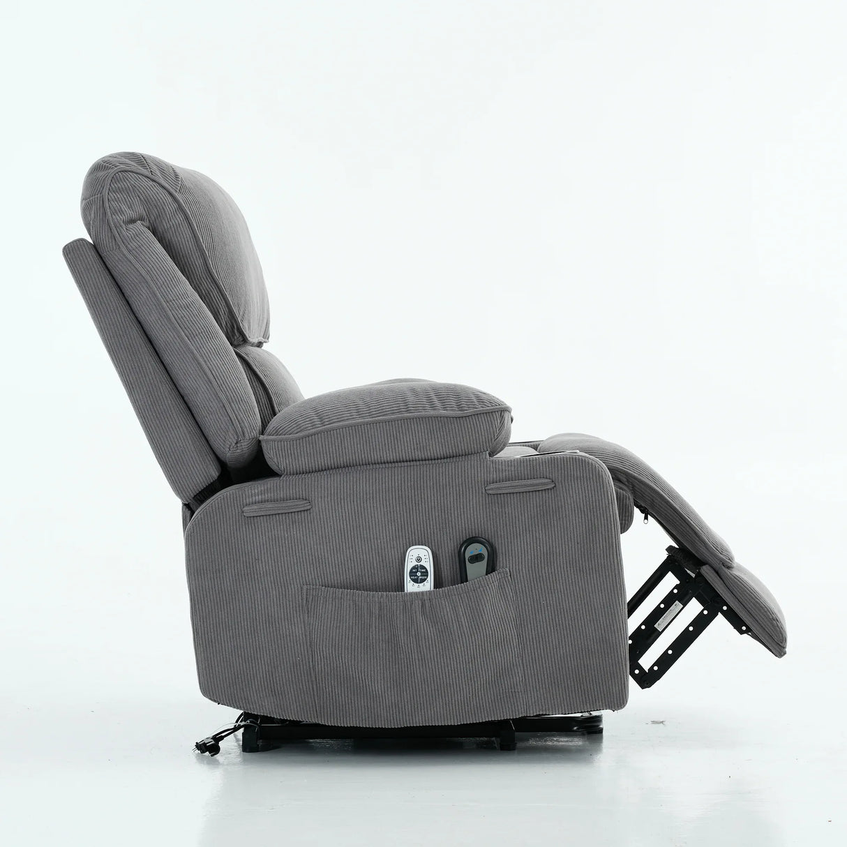 Medium-Firm Corduroy Remote-Controlled Heating Massage Recliner - Omega Lifestyles