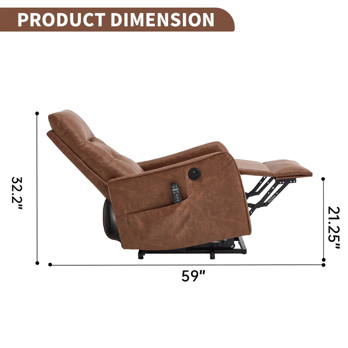 Brown Faux Leather Power Lift Recliner Chair With Massage Heat - Omega Lifestyles