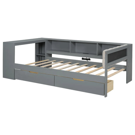 Twin Wood Platform Bed With Upholstered Headboard And Storage - Omega Lifestyles