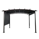 Outdoor Pergola Gazebo Steel Frame Retractable Canopy 12x9 Ft