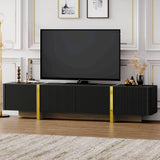 Luxury Fluted Black And Gold TV Stand With Storage - Sleep Galleria