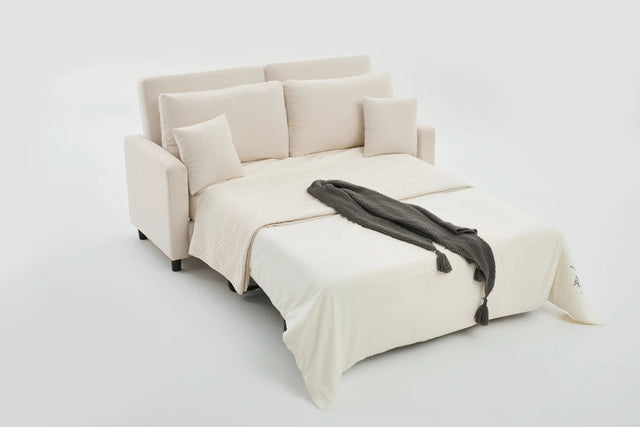 Modern Beige Sleeper Sofa Bed With Memory Foam Mattress - Omega Lifestyles