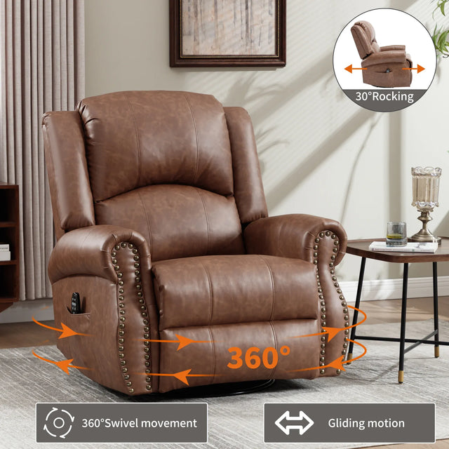 Heated Medium-Firm Massage Recliner Chair With Swivel - Omega Lifestyles