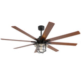 66-Inch Reversible DC Motor Remote Control Ceiling Fan With Light