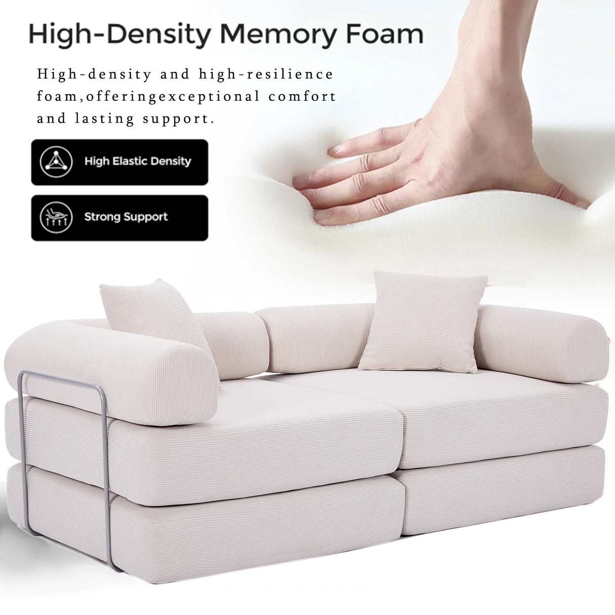Modular Folding Corduroy Convertible Sofa Bed - Omega Lifestyles