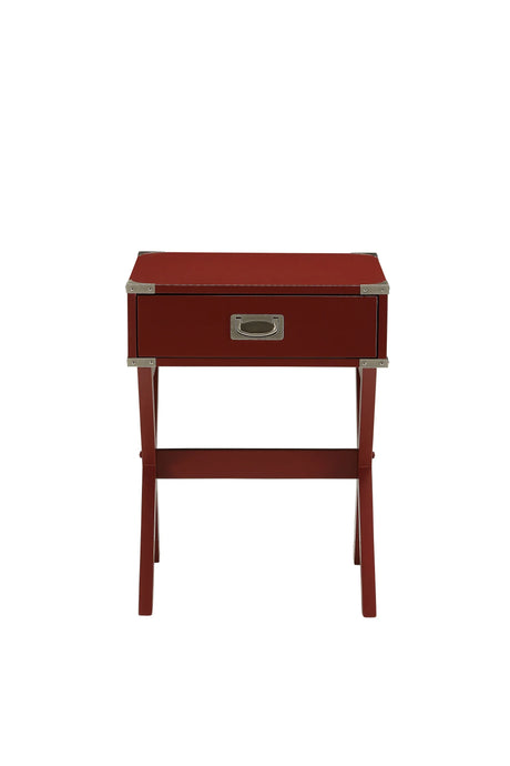 Red Finish Synthetic Wood Accent Table With Drawer - Omega Lifestyles