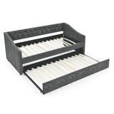 Twin Upholstered Tufted Daybed With Trundle Frame - Omega Lifestyles