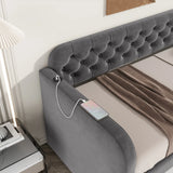 Twin Velvet Upholstered Daybed Frame With Trundle USB - Omega Lifestyles