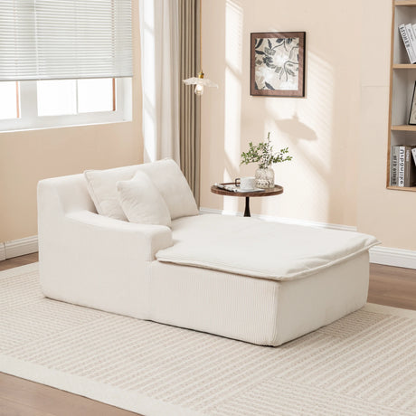 Corduroy Foam Right Armrest Chaise Lounge Chair - Omega Lifestyles
