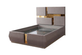 Modern Metallic River Sand Upholstered King Bed Frame - Omega Lifestyles