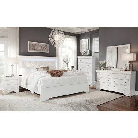 Modern White Solid Wood MDF Dresser With Crystal Hardware - Omega Lifestyles