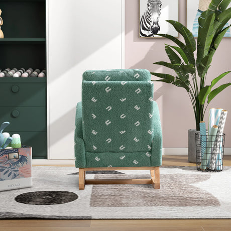 Green Boucle Foam Nursery Rocking Chair With Side Pocket - Omega Lifestyles