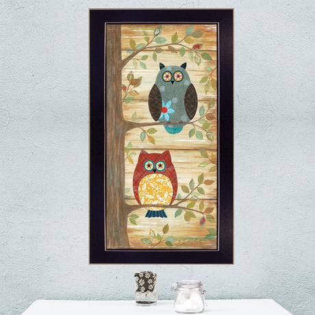 Two Wise Owls Framed Multicolor Printed Wall Art Poster - Omega Lifestyles
