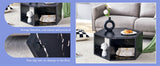 Set Of 2 Modern Minimalist Black Hexagonal Coffee Tables - Sleep Galleria