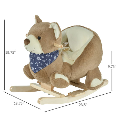 Bear Plush Toddler Rocking Horse With Lullaby and Pedals - Omega Lifestyles