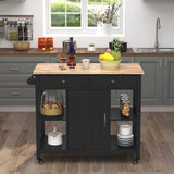 Rubber Wood Kitchen Island Cart With Locking Wheels - Omega Lifestyles