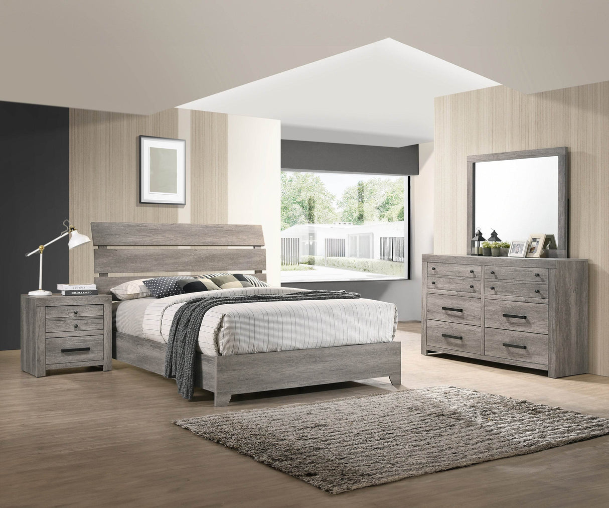 Contemporary Rustic Gray Wood King Platform Bed Frame - Omega Lifestyles