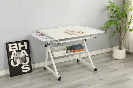 Adjustable Height Metal Puzzle Table With Storage Trays - Omega Lifestyles