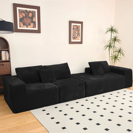 Modular Plush Corduroy Sectional Sofa With Chaise - Omega Lifestyles