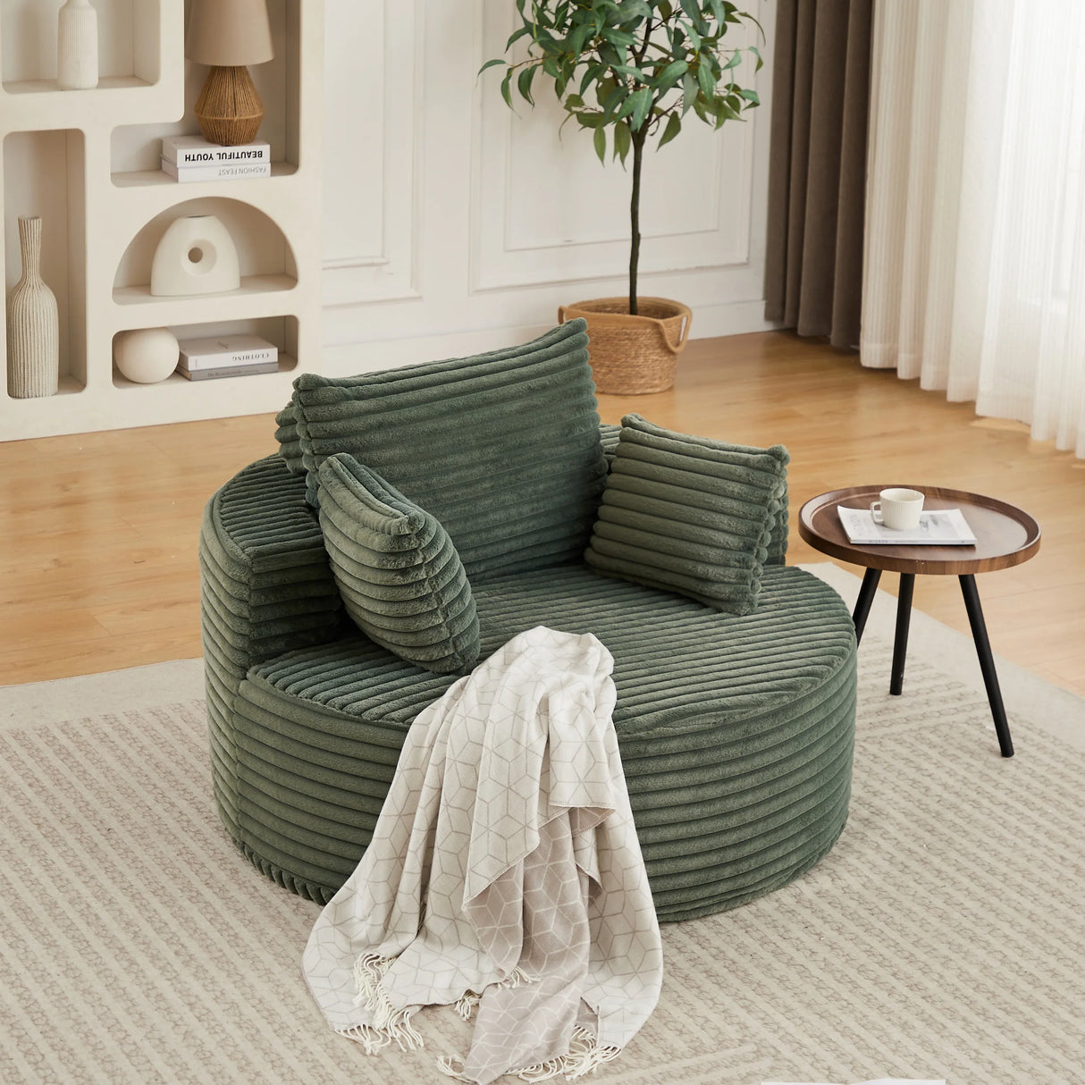 Corduroy Foam Modular Sleeper Chair No Assembly Required - Omega Lifestyles