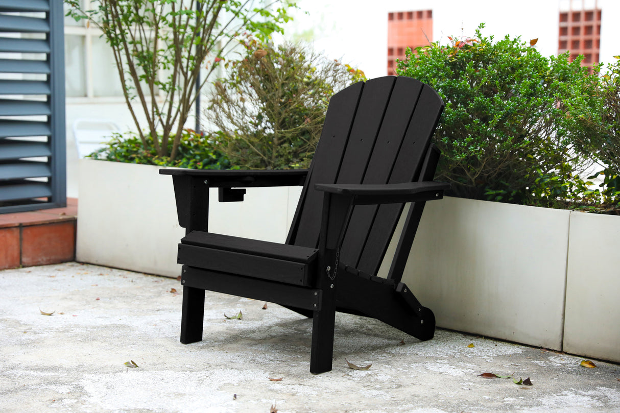 Folding HDPE Adirondack Chair With Integrated Cup Holder