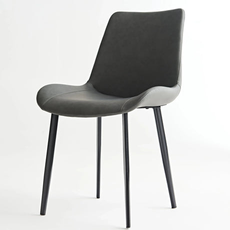 2-Piece Grey PU Leather Dining Chairs With Metal Legs - Omega Lifestyles