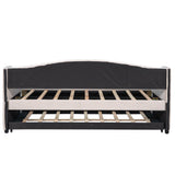 Upholstered Twin Daybed With Trundle And Wood Slats - Omega Lifestyles