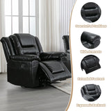 3 Seater Manual Recliner Chair With Cup Holders Black PU - Omega Lifestyles