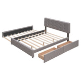 Upholstered Platform Bed With Drawers And Twin XL Trundle - Omega Lifestyles