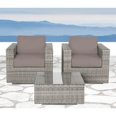 2-Piece Outdoor Rattan Wicker Patio Seating Group With Cushions - Omega Lifestyles