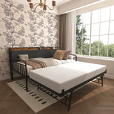 Twin Metal Frame Daybed With Trundle Upholstered Headboard Charging - Omega Lifestyles