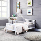 Solid Wood White Toddler Bed With Safety Rails - Omega Lifestyles