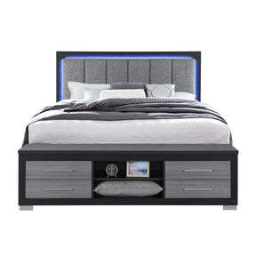 Modern King Storage Bed Frame With Bookcase Headboard - Omega Lifestyles