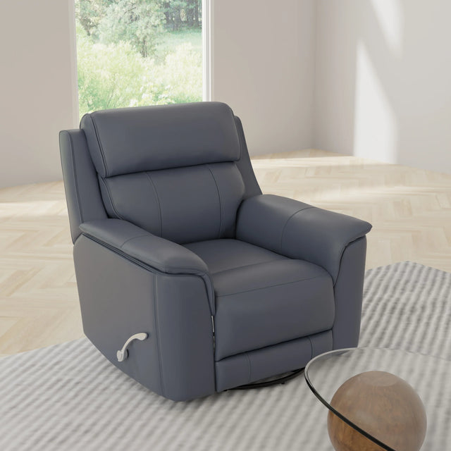 Manual Swivel Genuine Leather Glider Recliner Chair - Omega Lifestyles