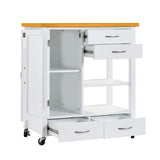 White Rolling Kitchen Island Cart With Drawers And Wheels - Omega Lifestyles