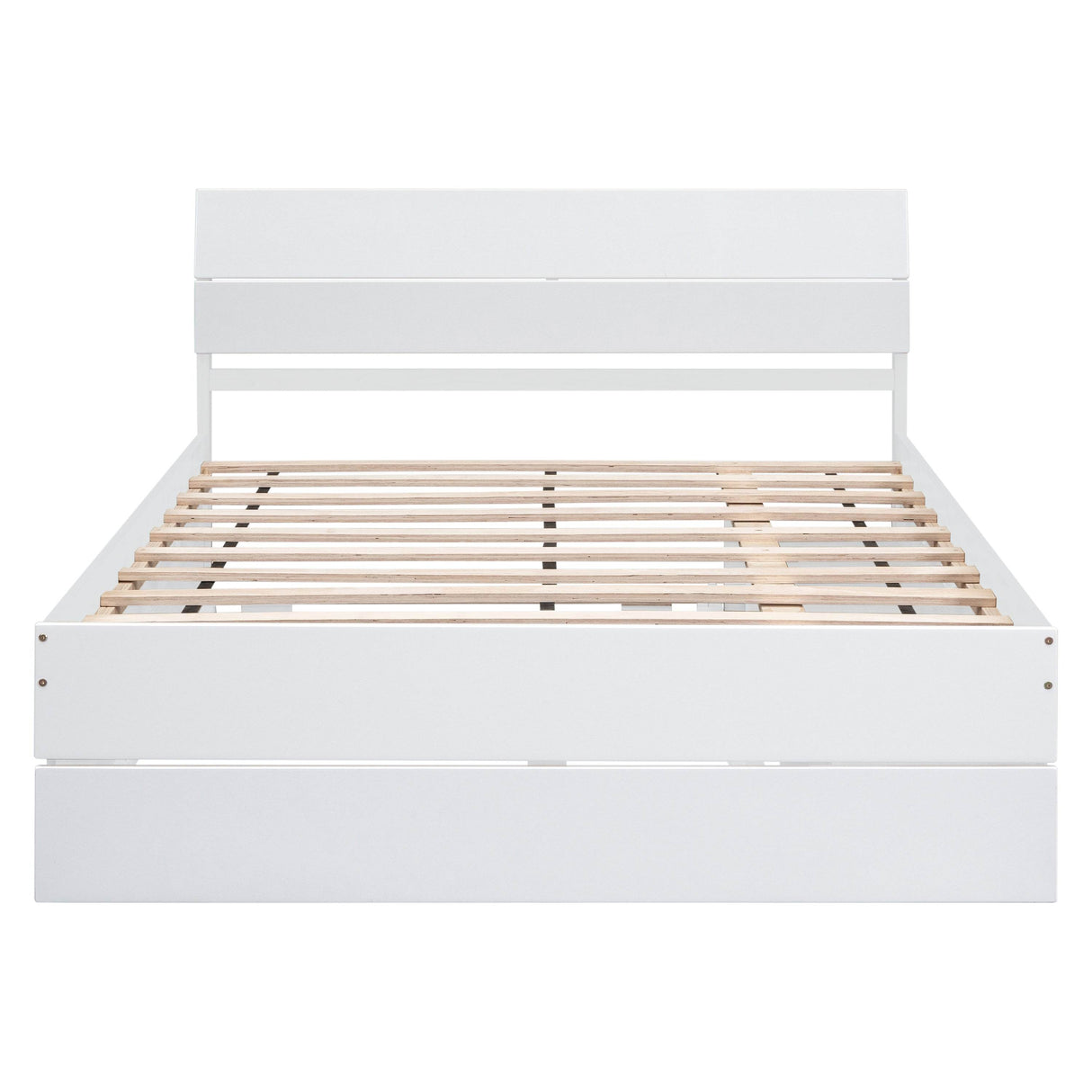 Modern Full White High Gloss Bed Frame With Trundle - Omega Lifestyles
