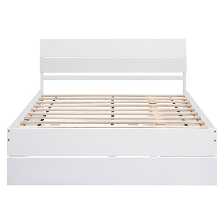 Modern Full White High Gloss Bed Frame With Trundle - Omega Lifestyles