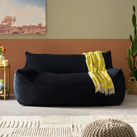 Oversized Velvet Foam Filled 2-Seater Bean Bag Chair - Omega Lifestyles