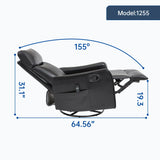 Black Faux Leather Medium-Firm Heat Massage Recliner Chair - Omega Lifestyles