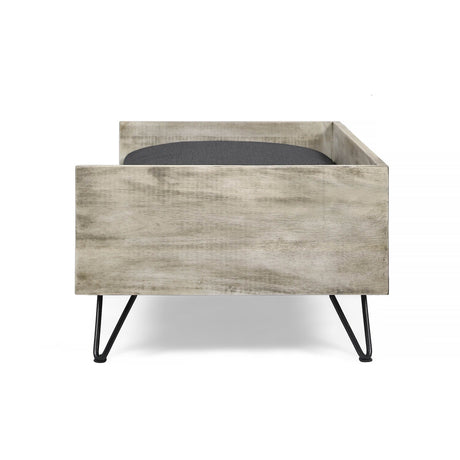 Mid-Century Modern Acacia Wood Dog Bed With Cushion - Sleep Galleria